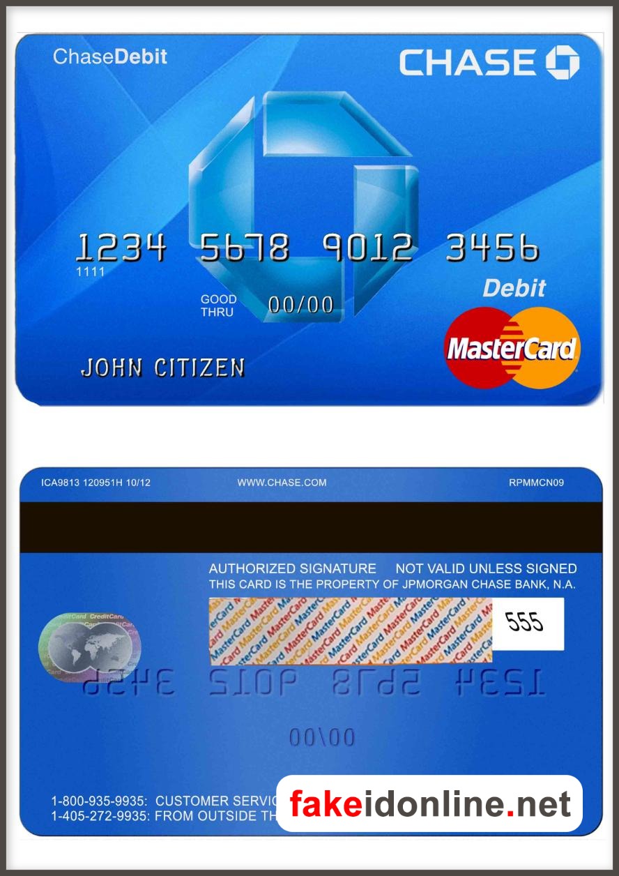 USA Chase Bank Mastercard Debit Card